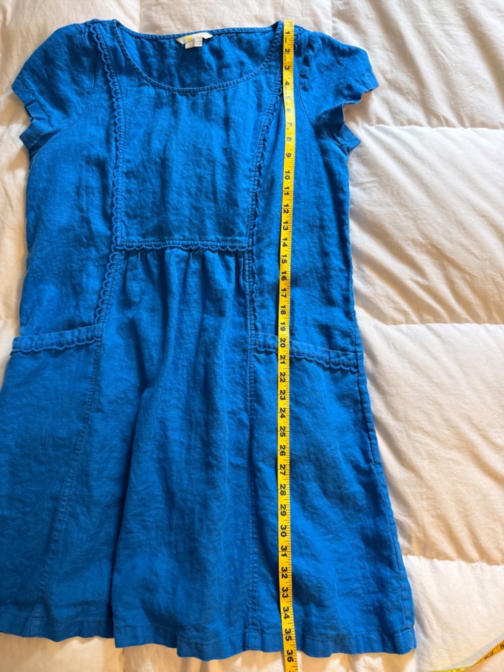 Boden 100% Linen Dress | Cobalt Blue | US 12R / UK 16R - Picture 4 of 6